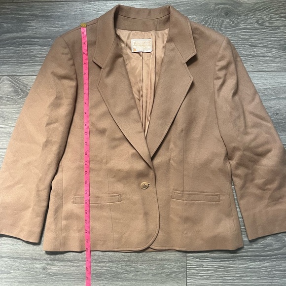 Pendleton Camel Tan 100% Wool Long Sleeve Vintage Blazer Career Professional 14 - Picture 4 of 6